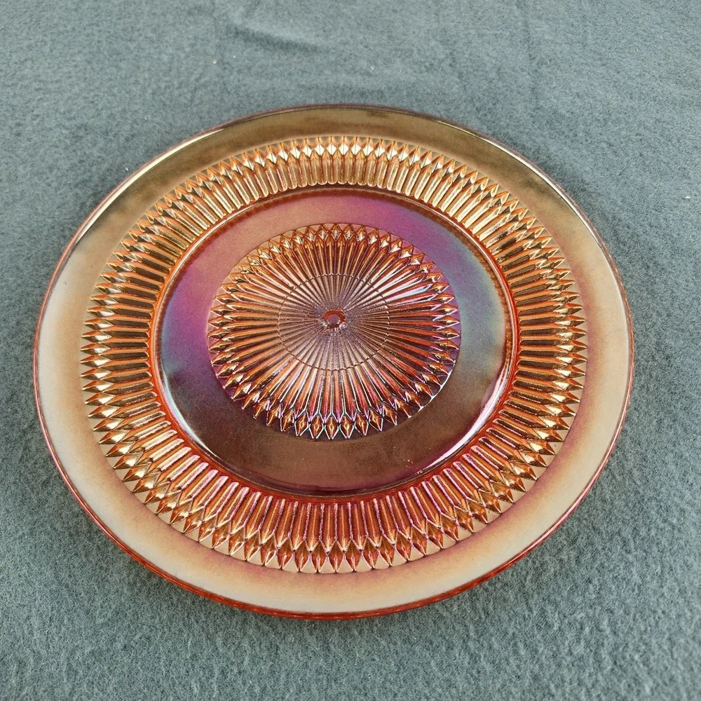 Jeannette Anniversary Marigold Carnival Glass Dinner‎ Plates 10
